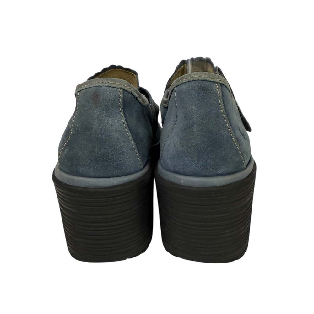 FLY London Blue Suede Loafers with Leather Trim Shoe Size 40 EU - Picture 5 of 10